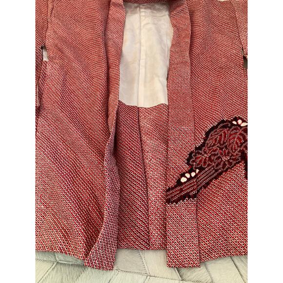 Kimono Haori Jacket Beautiful Pink Red Plum Flower Shibori Dyed ~ Breathtaking - Picture 9 of 11